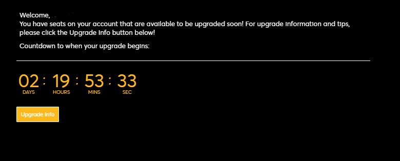 Before your upgrade window opens, you will see a countdown clock and a button to get more information