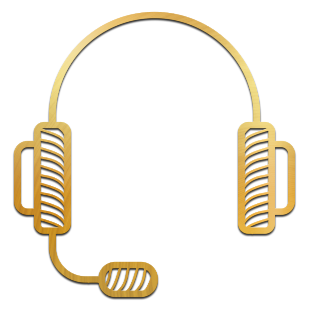 Golden headset with mic.
