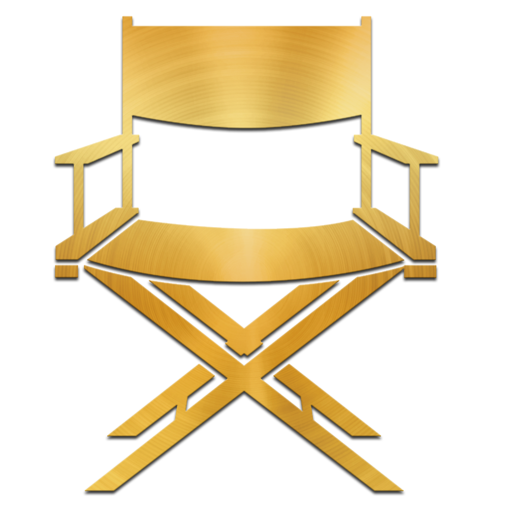 Gold directors chair in an art deco style.
