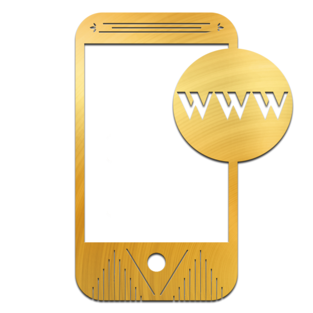 Golden smartphone with WWW on it.
