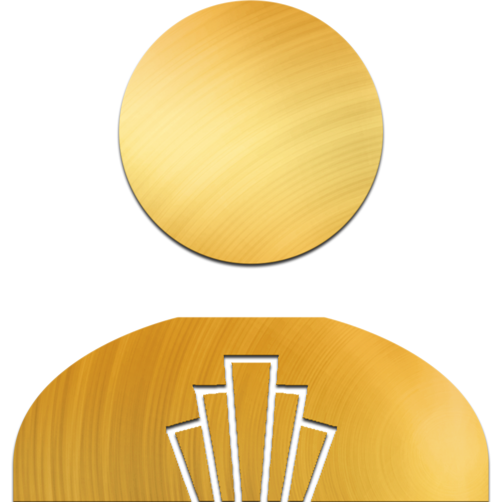 Gold person in an art deco style.