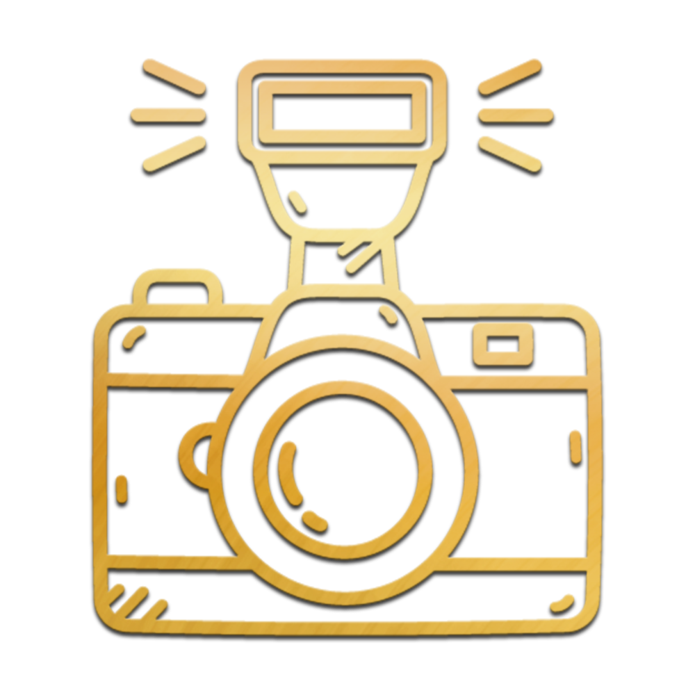 Golden outline of a camera
