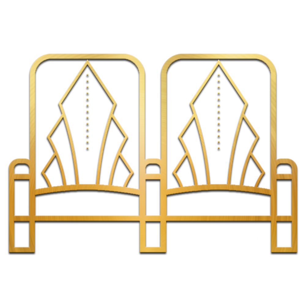 Two gold chairs in an art deco style.