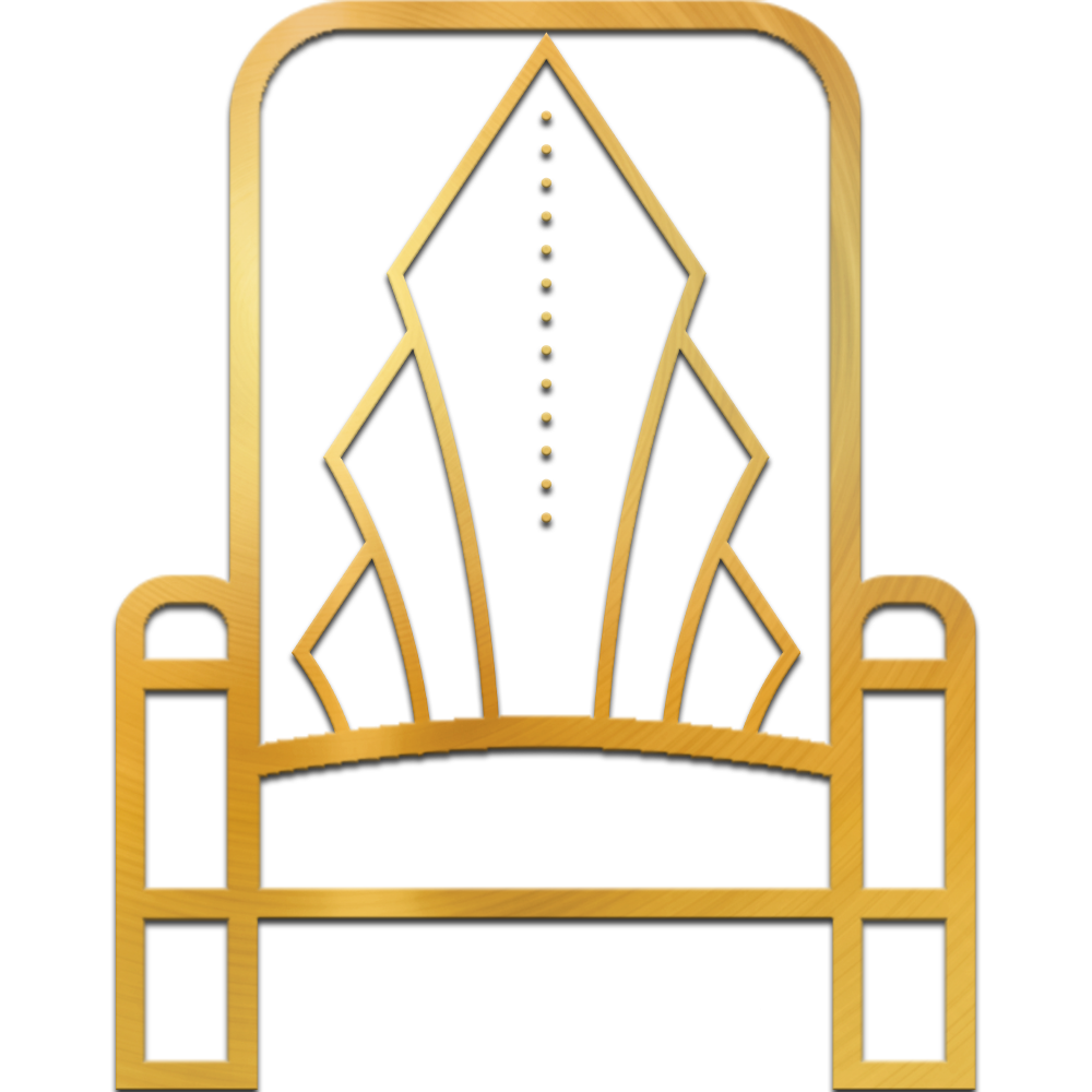 Gold seat in an art deco style.
